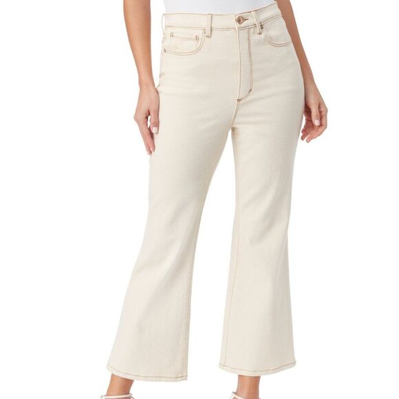 Gloria Vanderbilt Christian Siriano Chrissie Cropped Flare Jeans Beige Size 6 28 - Picture 1 of 12